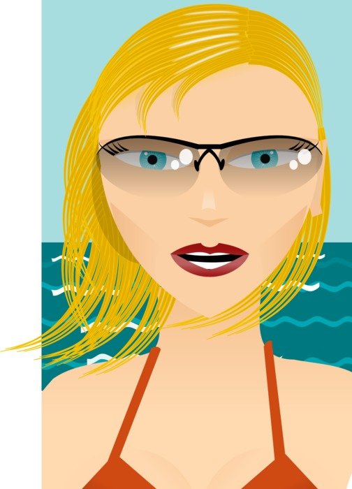 painted blonde girl on the beach