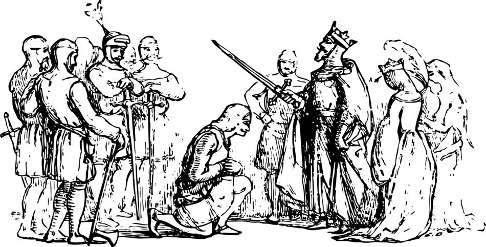 graphic image of the king and his retinue