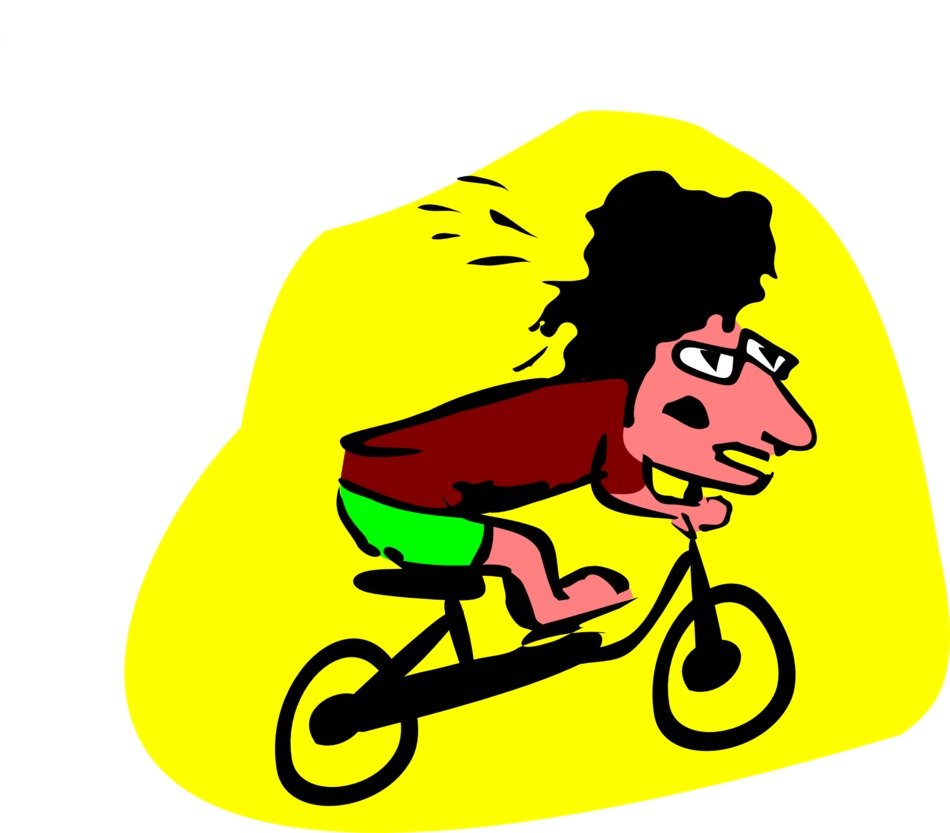 drawn cyclist on a yellow background