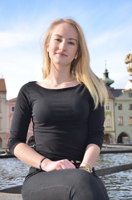 Blonde Girl on the square in Czech Republic