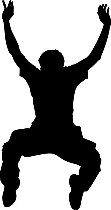 clipart of the silhouette of the jumping man