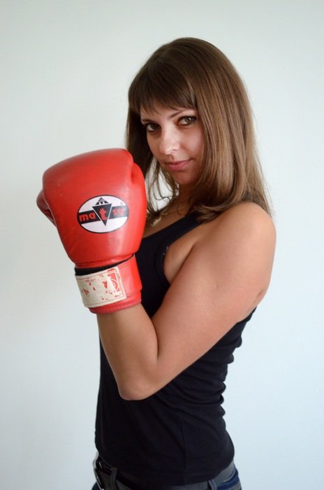 girl in red boxing gloves