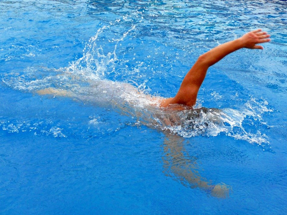 swimming in the pool