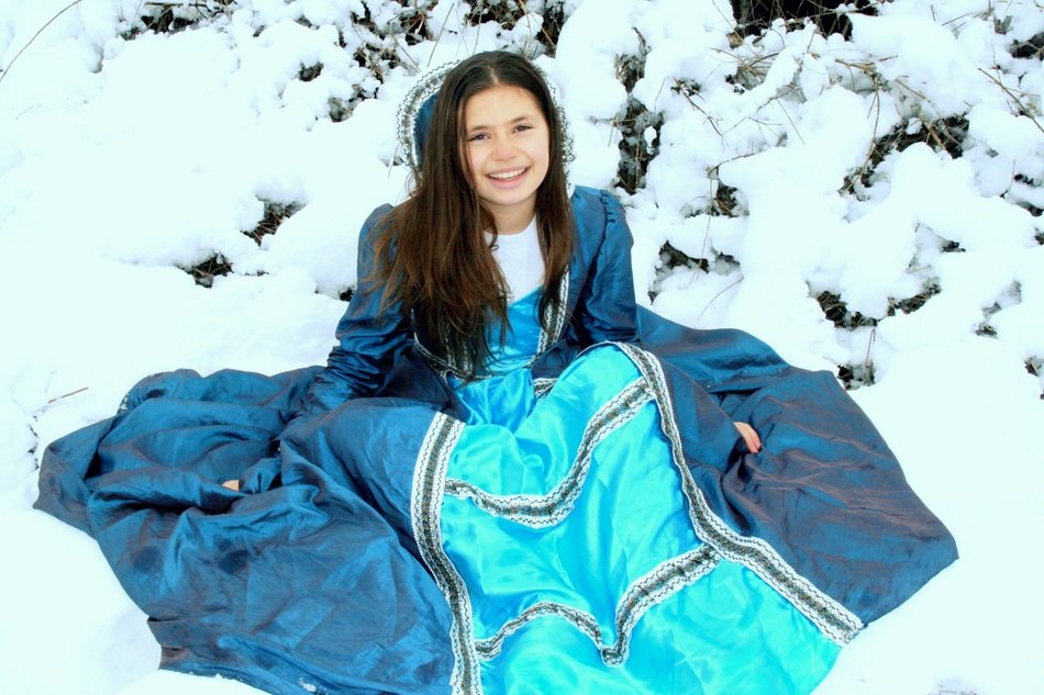 Princess on the background of snow