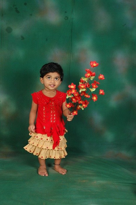 cute girl with flowers