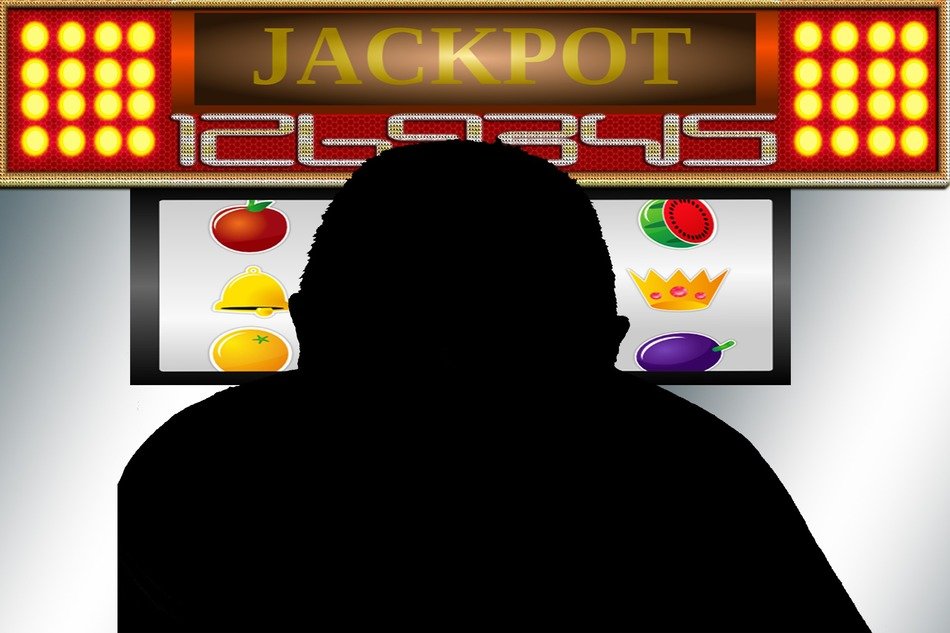 silhouette of a man on the background of gambling