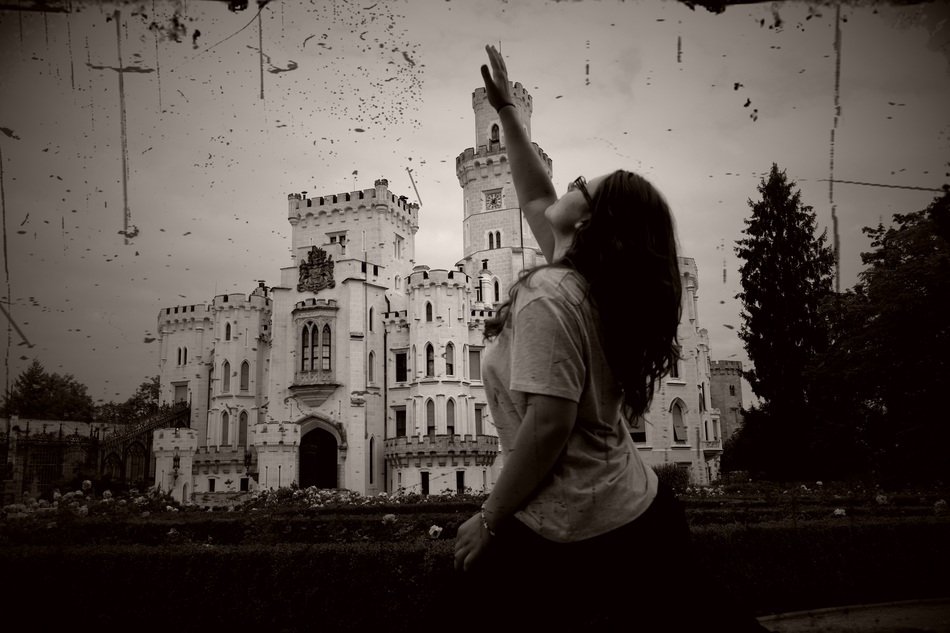 girl on the Castle background