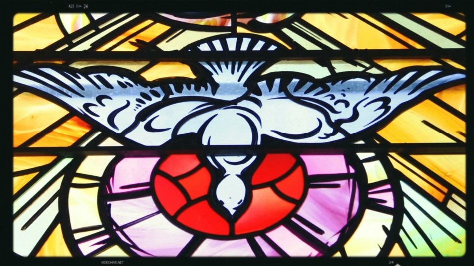 picture of the bird in stained glass in the Church