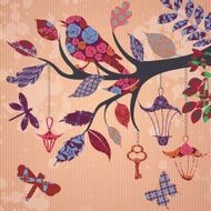 Scrap-booking background of tree branch with leaves N2