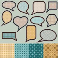 Speech bubbles made of paper with geometric pattern