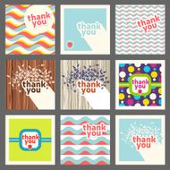 Thank you card design template set Retro style N2