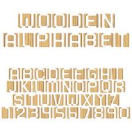 Vector wooden alphabet letters and numbers