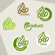 Bio logo eco label natural product sign organic icon set