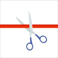 Scissors cut the red ribbon icon