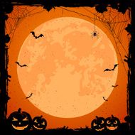 Halloween background with Moon and pumpkins