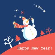Christmas Greeting Card with snowman N4