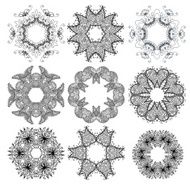 Set of black circle ornament patterns