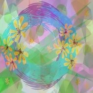 Abstract floral decoration similar to watercolor computer generated design