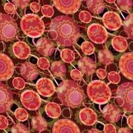 Colorful background with red sphere elements coupled curves