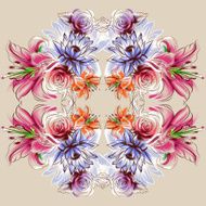 Flowers Roses lilies and camomile N28