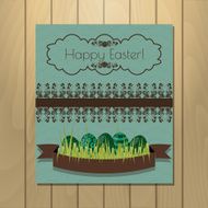 Vintage Ester card on the wooden background