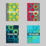 Set of templates with geometric figures on abstract background