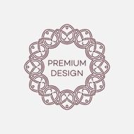 Vector geometric frame in mono line style Monogram design element N33