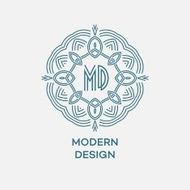 Vector geometric frame in mono line style Monogram design element N36