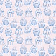 seamless blue cute cupcakes