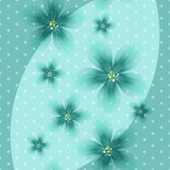 Colorful Floral Blue Background with Dots