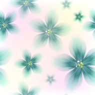Colorful Blue Floral Seamless Pattern