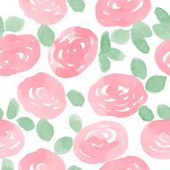 abstract watercolor roses seamless vector pattern N3