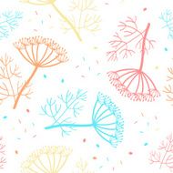 Vector seamless multicolored pattern background dill plant