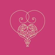 Ornate vector heart in line art style N3