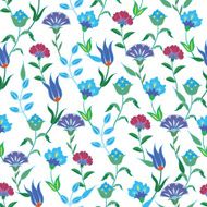 Vector Colorful Spring Turkish Flowers Seamless Pattern