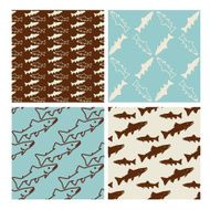 vector set pattern from fish trout silhouette different colors
