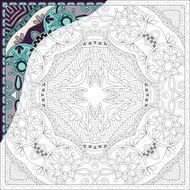 unique coloring book square page for adults - floral authentic N5