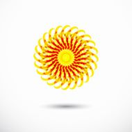 abstract yellow circle floral icon for design