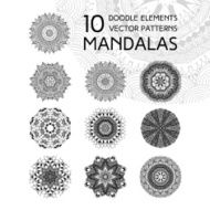Set of black and white mandalas