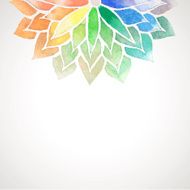 Vector rainbow watercolor painted flower on white background