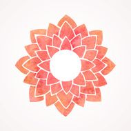 Watercolor red frame with lotus flower pattern Vector element N2