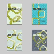 Four vector pattern with abstract figures brochures