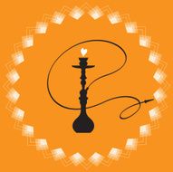 Silhouette of a hookah on an orange background