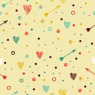 Festive colorful seamless pattern with heart and arrow