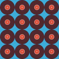 Flat Seamless Background Pattern Music Vinyl Disc over Blue