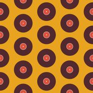 Flat Seamless Background Pattern Music Vinyl Disc over Yellow