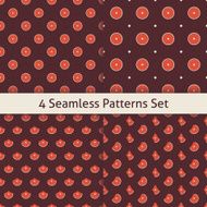 Four Vector Flat Seamless Music Vinyl Disc Patterns Set