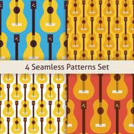 Four Vector Flat Seamless String Music Instrument Guitar Pattern