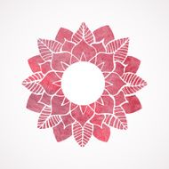 Watercolor pink frame with lace floral pattern Vector element N2