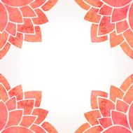 Frame with watercolor red flower pattern Vector background N2